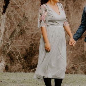 Maya embellished MIDI tulle sleeve dress